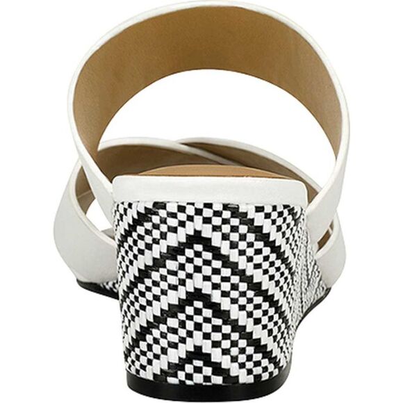 AEROSOLES Womens White Zig Zag Westfield Wedge Slip On Leather Slide Sandals 9 M - Picture 3 of 4